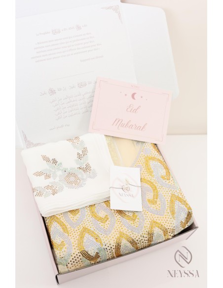 Box mit luxuriösem Hijabi-Stoff makhawer johara mit Strasssteinen