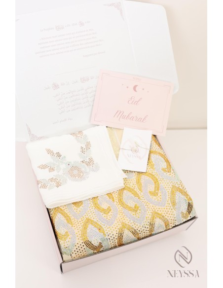 Coffret de tissu de luxe hijabi makhawer johara strass, tenue à coudre