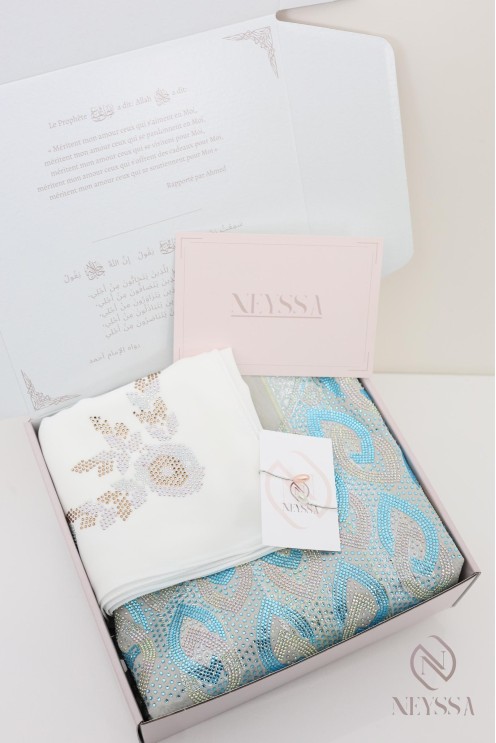 Box mit luxuriösem Hijabi-Stoff makhawer johara mit Strasssteinen