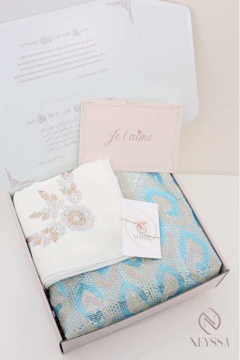 Box mit luxuriösem Hijabi-Stoff makhawer johara mit Strasssteinen