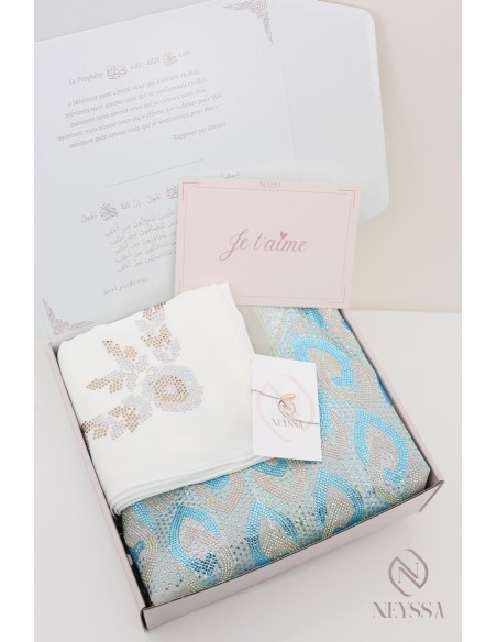 Box mit luxuriösem Hijabi-Stoff makhawer johara mit Strasssteinen