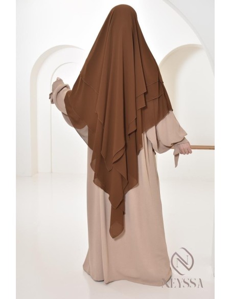 Long khimar 3 voiles en mousseline pour femme musulmane voilée