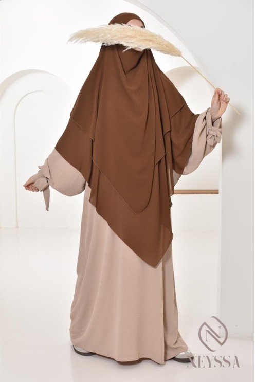Long khimar 3 voiles en mousseline pour femme musulmane voilée