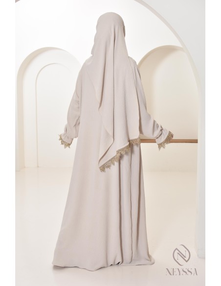 Abaya de prière à dentelles hijab intégré en jazz, femme musulmane