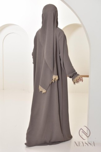 Abaya de prière à dentelles hijab intégré en jazz, femme musulmane 2
