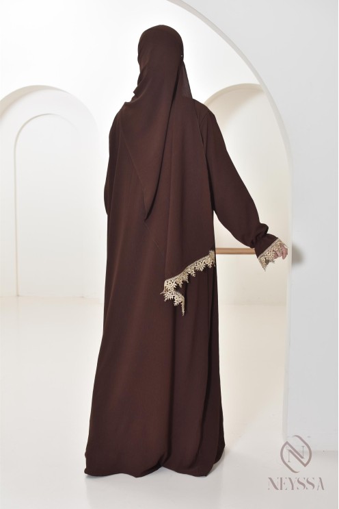 Abaya de prière à dentelles hijab intégré en jazz, femme musulmane