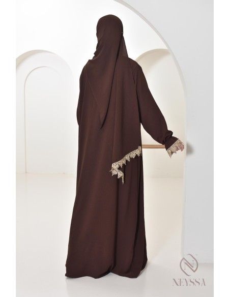 Abaya de prière à dentelles hijab intégré en jazz, femme musulmane