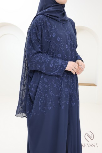 Robe De Soirée Longue Style Dubaï – Caftan Brodé 2 Pièces Avec Ceinture – Tenue Élégante Marocaine Pour Mariage, Soirée – Noir