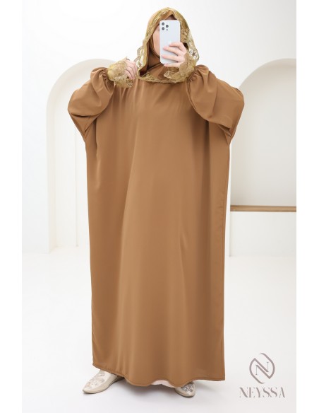 Abaya de prière avec son hijab intégré, idéal salat Aid