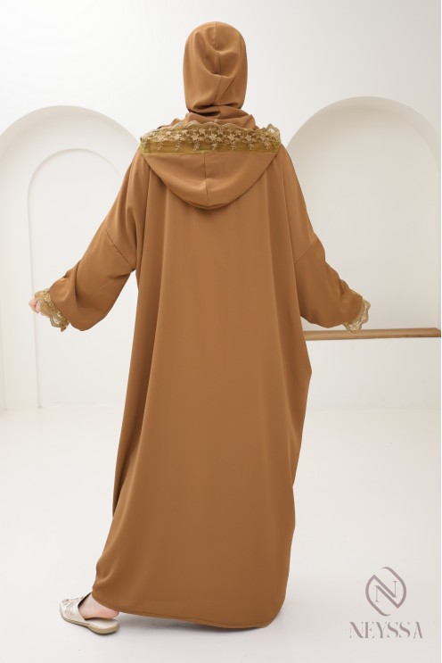 Abaya de prière avec son hijab intégré, idéal salat Aid