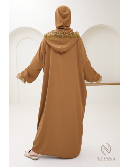 Abaya de prière avec son hijab intégré, idéal salat Aid