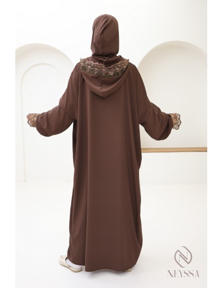 Abaya de prière avec son hijab intégré, idéal salat Aid