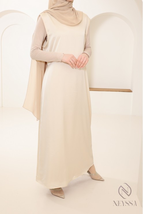 Sous robe sans manches effet satin idéale à porter pour ses kimono