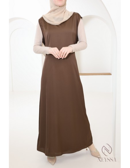 Sous robe sans manches effet satin idéale à porter pour ses kimono