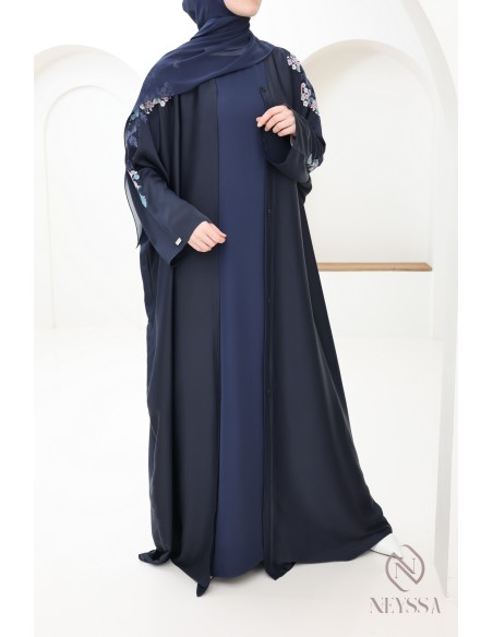 Under abaya nidah dress base, flowing fabric to complement her kimono
