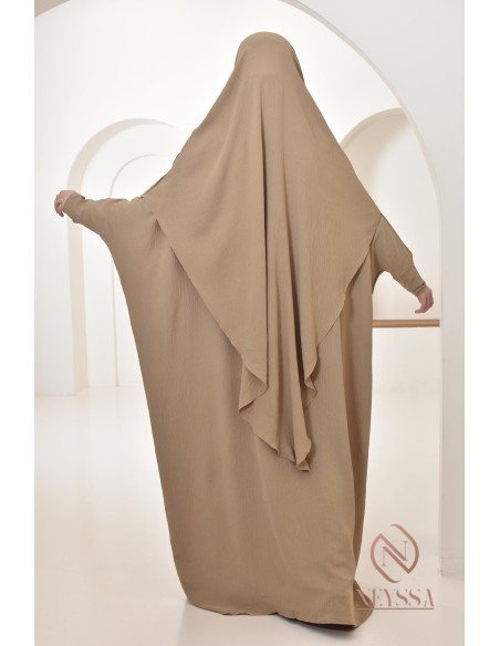 Ensemble abaya et khimar avec hijab intégré pas cher soie de jazz