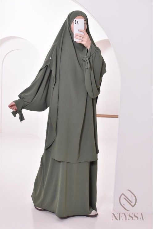 Khimar extra long en soie de Jazz à nouer, voile légiféré, moderne
