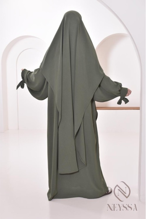 Khimar extra long en soie de Jazz à nouer, voile légiféré, moderne
