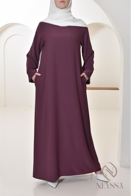 Abaya simple robe longue mastour soie de Médine pour femme voilée