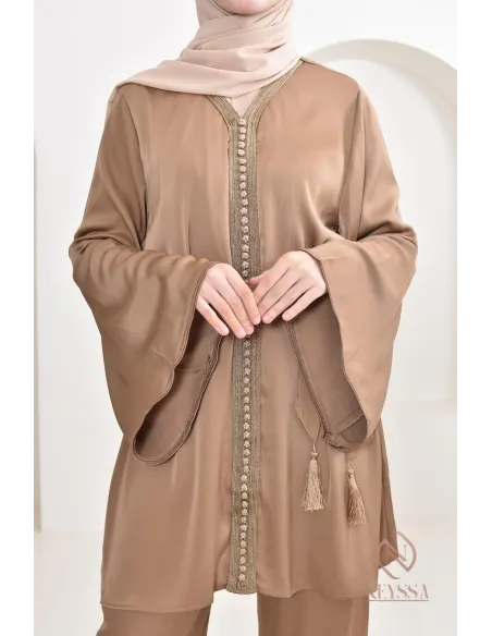 Ensemble tunique caftan avec son palazzo ample, idée tenue Aïd 2024