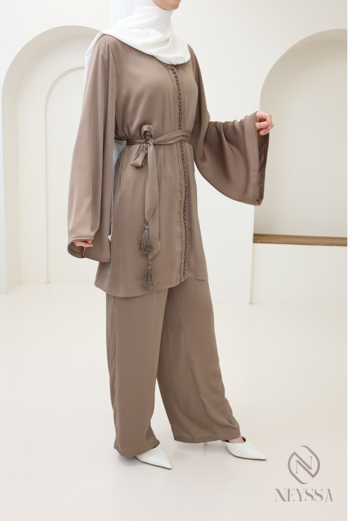 Ensemble femme style caftan, tunique avec sfifa + palazzo