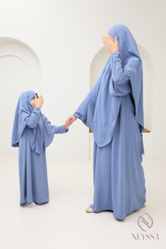 Combo abaya khimar mère ou fille en jazz pour un look assorti