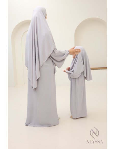 Ensemble abaya khimar pour mère ou fille en jazz, idéale pour ramadan
