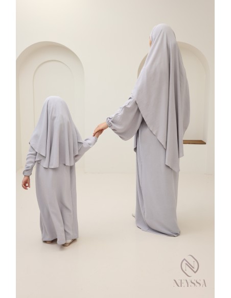 Ensemble abaya khimar pour mère ou fille en jazz, idéale pour ramadan