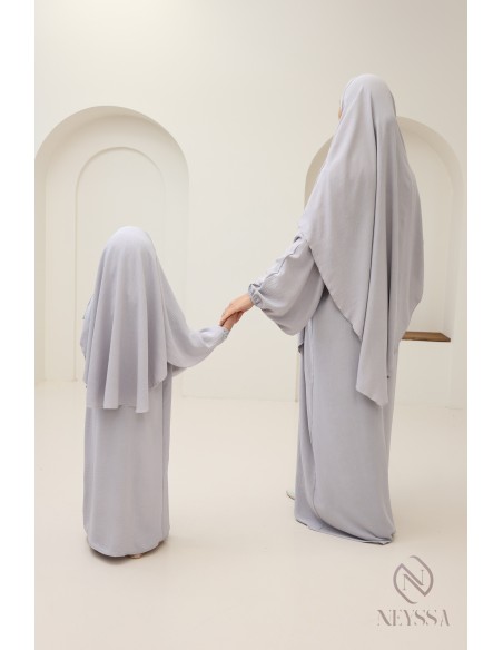 Ensemble abaya khimar pour mère ou fille en jazz, idéale pour ramadan