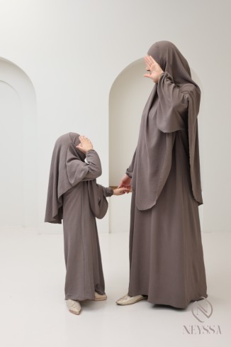 abaya khimar en pointe pour mère et fille, combo de prière 2