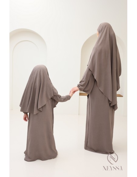 abaya khimar en pointe pour mère et fille, combo de prière