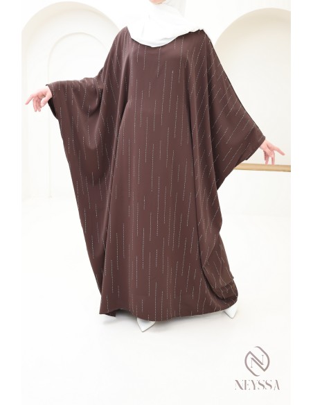 Abaya papillon strass, tenue modeste élégante pour l'Aïd