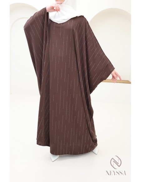 Butterfly rhinestone abaya, elegant modest outfit for Eid