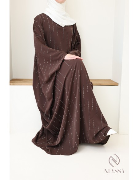 Butterfly rhinestone abaya, elegant modest outfit for Eid