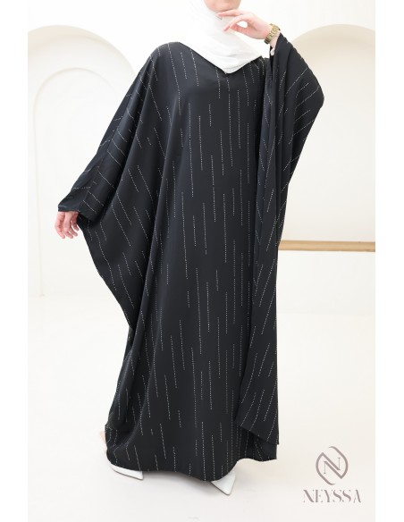 Abaya papillon strass, tenue modeste élégante pour l'Aïd