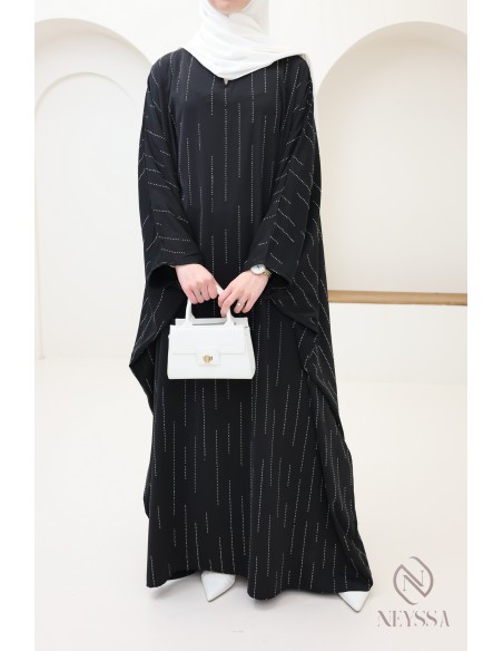 Abaya Schmetterling Strass, elegante bescheidene Kleidung für Eid.