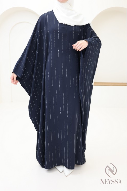 Abaya Schmetterling Strass, elegante bescheidene Kleidung für Eid.