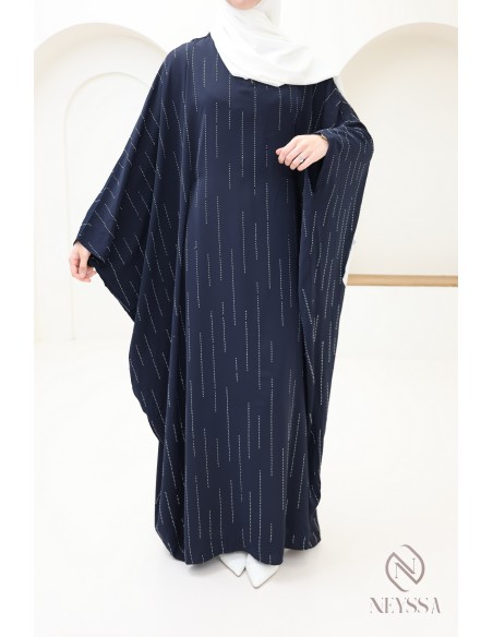 Butterfly rhinestone abaya, elegant modest outfit for Eid