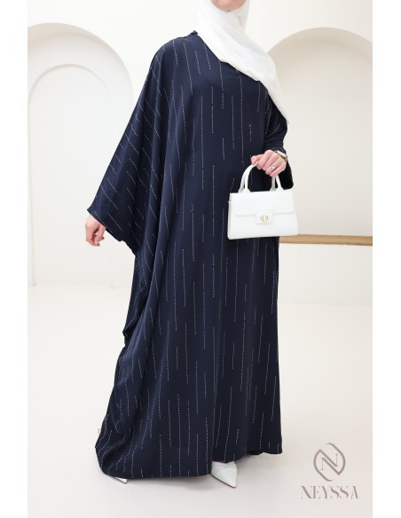 Butterfly rhinestone abaya, elegant modest outfit for Eid