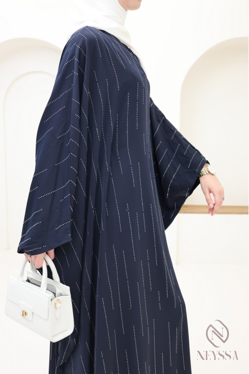 Abaya Schmetterling Strass, elegante bescheidene Kleidung für Eid.