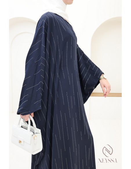 Abaya Schmetterling Strass, elegante bescheidene Kleidung für Eid.