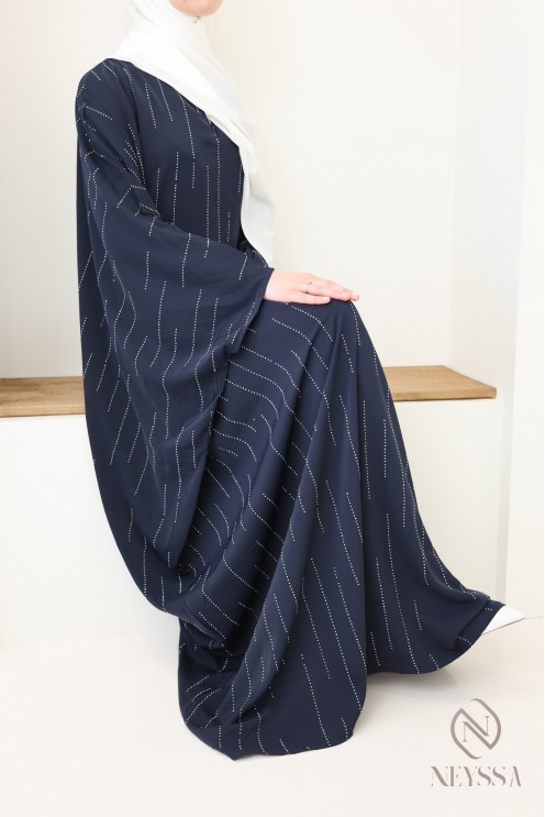 Butterfly rhinestone abaya, elegant modest outfit for Eid