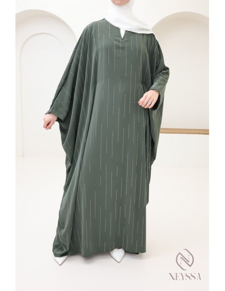 Abaya papillon strass, tenue modeste élégante pour l'Aïd
