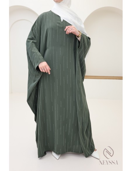 Abaya papillon strass, tenue modeste élégante pour l'Aïd
