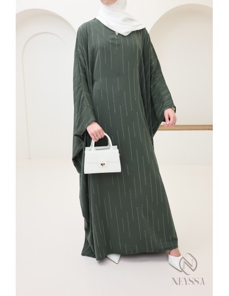 Abaya Schmetterling Strass, elegante bescheidene Kleidung für Eid.