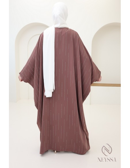 Abaya papillon strass, tenue modeste élégante pour l'Aïd