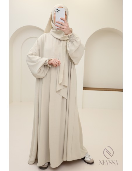 Abaya with integrated hijab in jazz, muslim woman, ramadan 2025