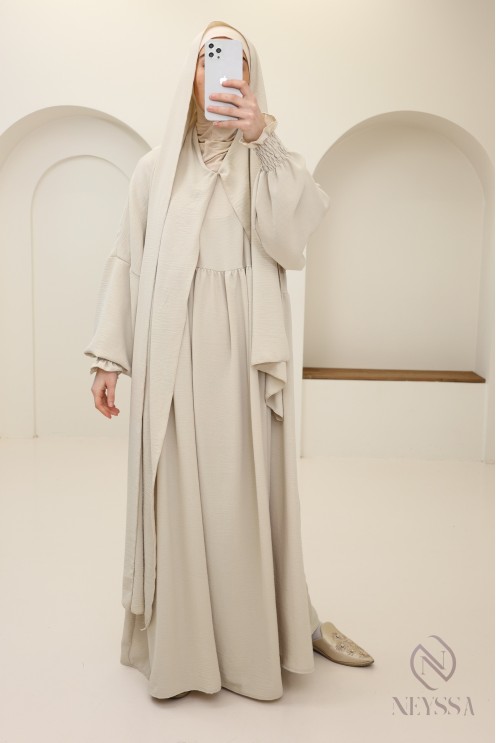 Abaya de prière hijab intégré en jazz, femme musulmane, ramadan 2025