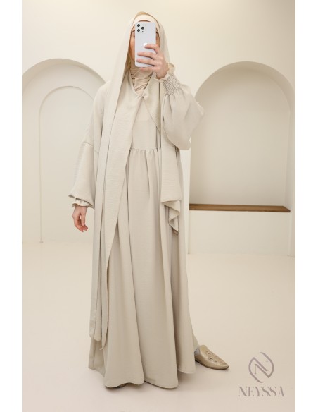 Abaya with integrated hijab in jazz, muslim woman, ramadan 2025