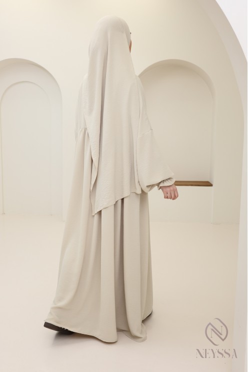 Abaya with integrated hijab in jazz, muslim woman, ramadan 2025